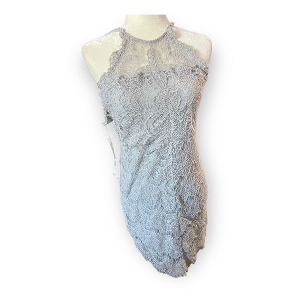 Free People Intimately Shes Got It Gray Lace Slip Bodycon Dress - Picture 2 of 6